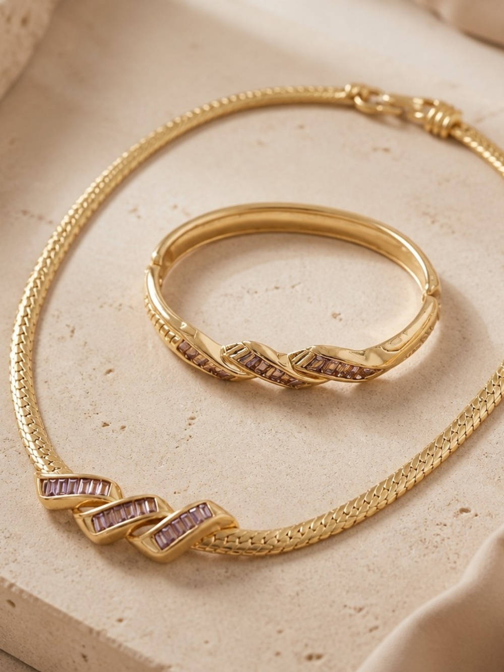 Swarovski Hinged bracelet & necklace set vintage